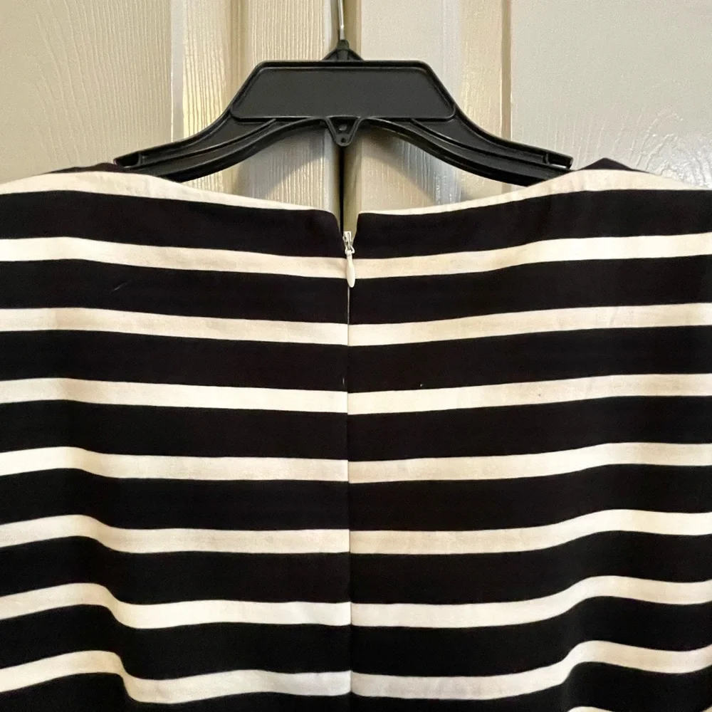 J. Crew Black and Cream Stripe Short Sleeve Dress